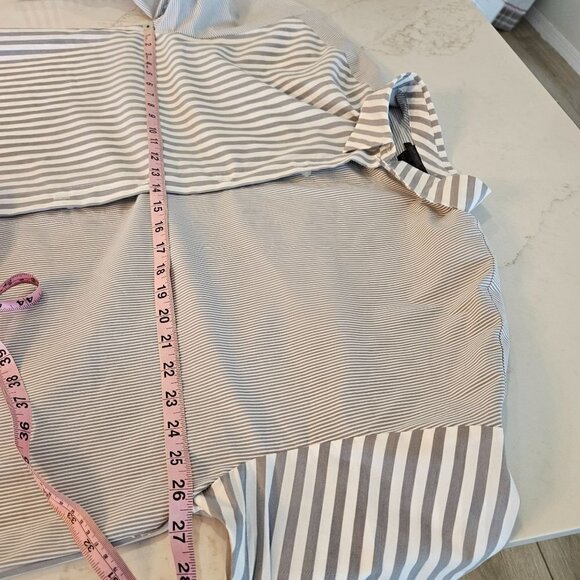 J. Jill Wearever Collection XL Gray Striped Lagenlook Oversized Buttondown Shirt - Picture 9 of 12